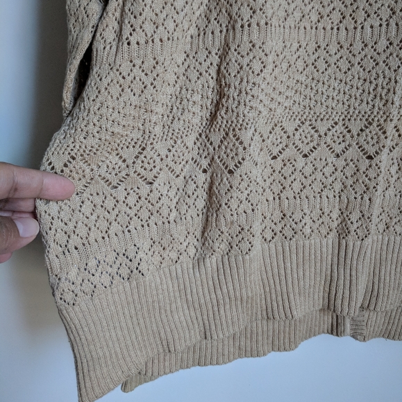 Vintage Liz Claiborne Tan Lace Knit Large Cardigan Meg Ryan 90s - Picture 3 of 10